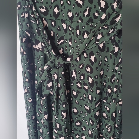 Torrid Midi High Low Green Leopard Print Dress - Picture 3 of 7